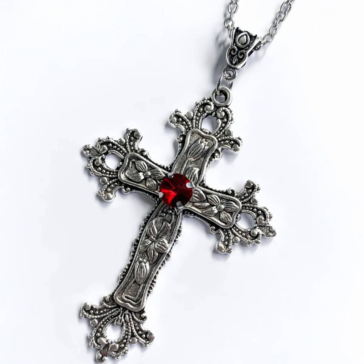 Y2K Punk cristal grande croix pendentif colliers pour femmes hommes gothique irrégulière croix clavi