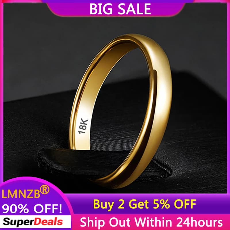 Avec timbre 18K ne se décolore jamais 4mm minimaliste fin 18K or rempli anneaux de mariage cadeau bi