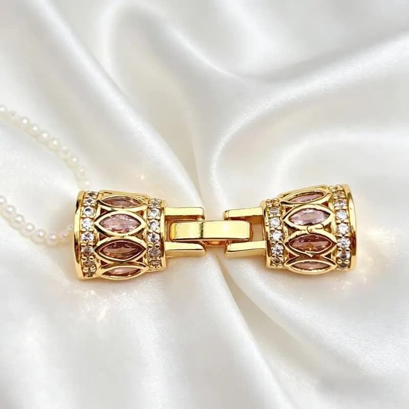 Fermoirs de bijoux plaqués or résistants à la décoloration avec zircone, plusieurs tailles pour la f