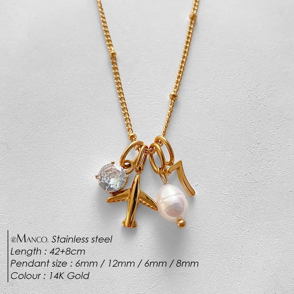 EManco Chic délicat modèle d'avion perle collier de luxe en acier inoxydable couleur or bijoux femme