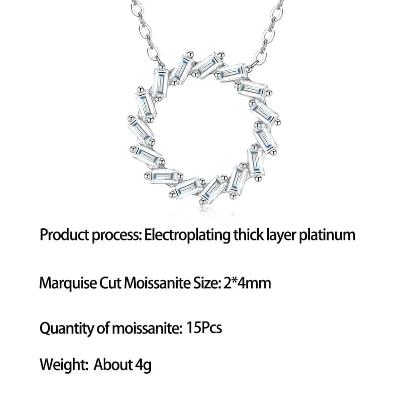 Collier pendentif soleil en moissanite taille marquise en argent S925 LinkerLove pour femme, plaqué 