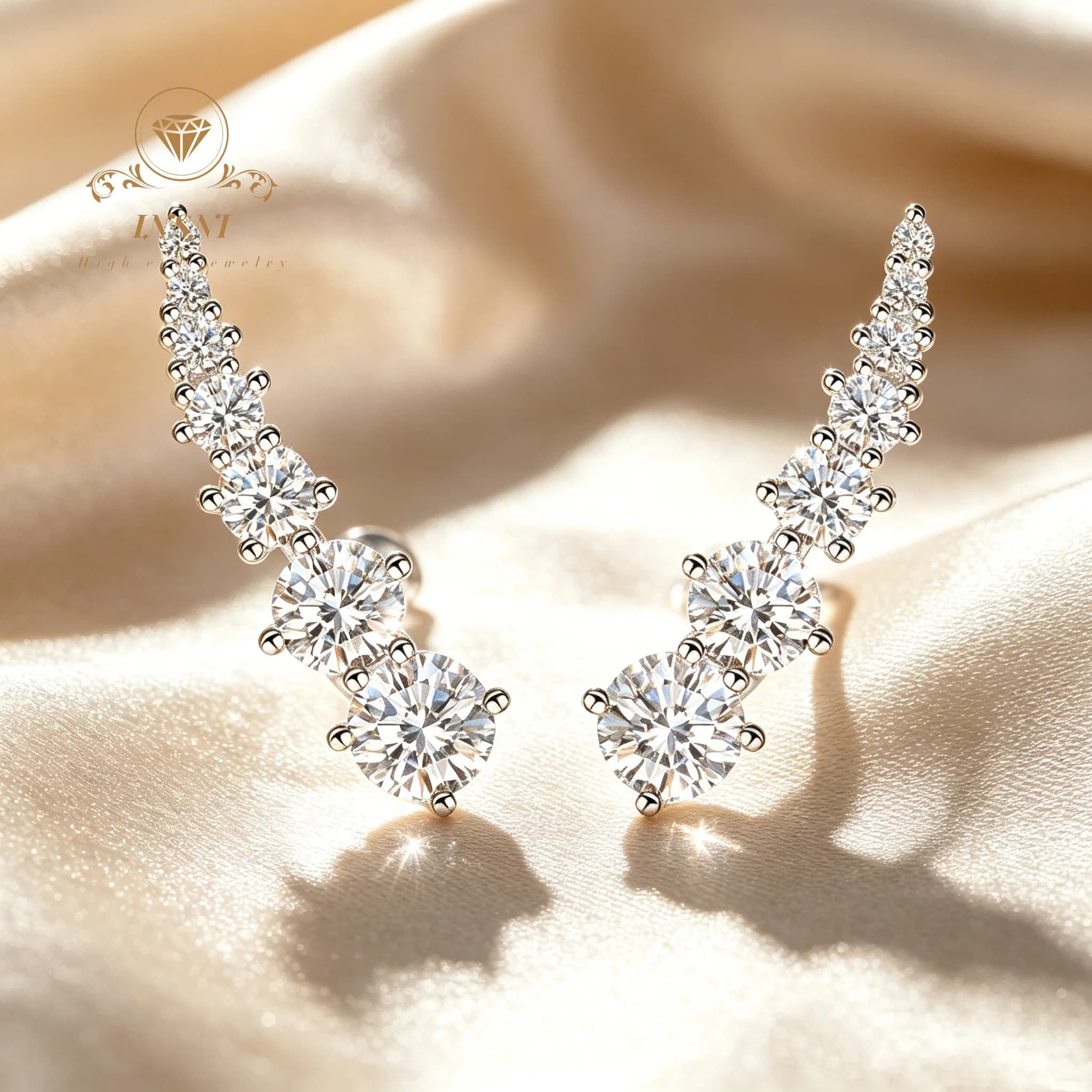 Boucles d'oreilles clous Gypsy en argent S925, diamantées, pour femme, avec moissanite, style niche,