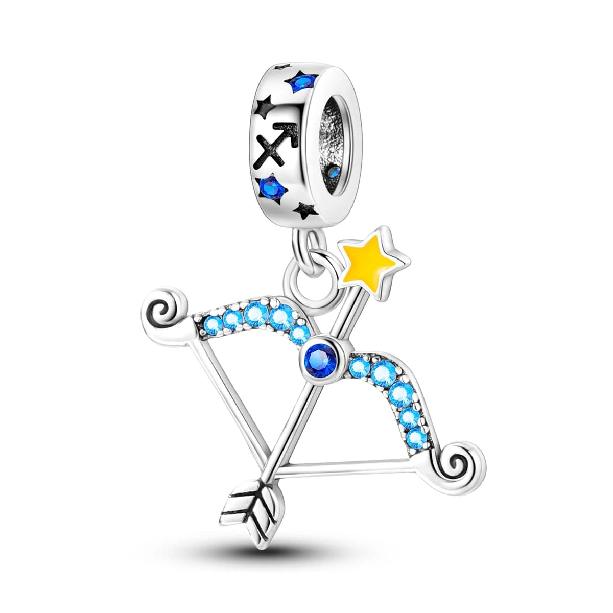 Pendentif Charme Arc et Flèche Sagittaire en Argent Sterling 925, Bijou Horoscope Zodiaque pour Femm