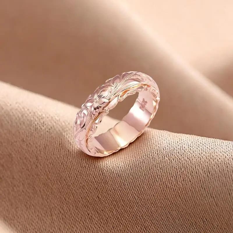 ☂ Bague en or rose sculptée en forme de rose suspendue pour femmes, bijoux pour femmes, bagues pour 