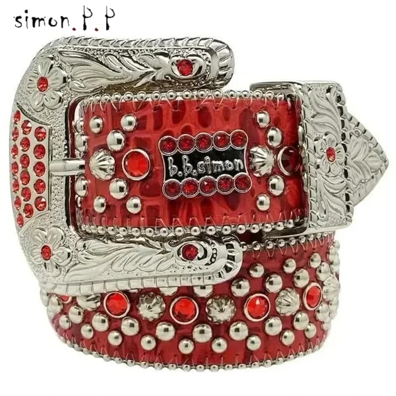Ceinture avec structure rouge Simon pour hommes et femmes, ceinture rétro, cadeau d'anniversaire, de