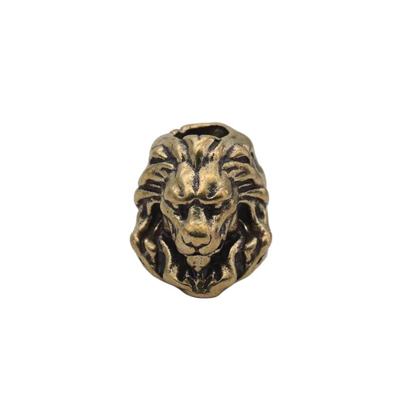 Pendentifs et accessoires en laiton sculpté tête de Lion, perles de couteau, pour EDC, lampe torche 