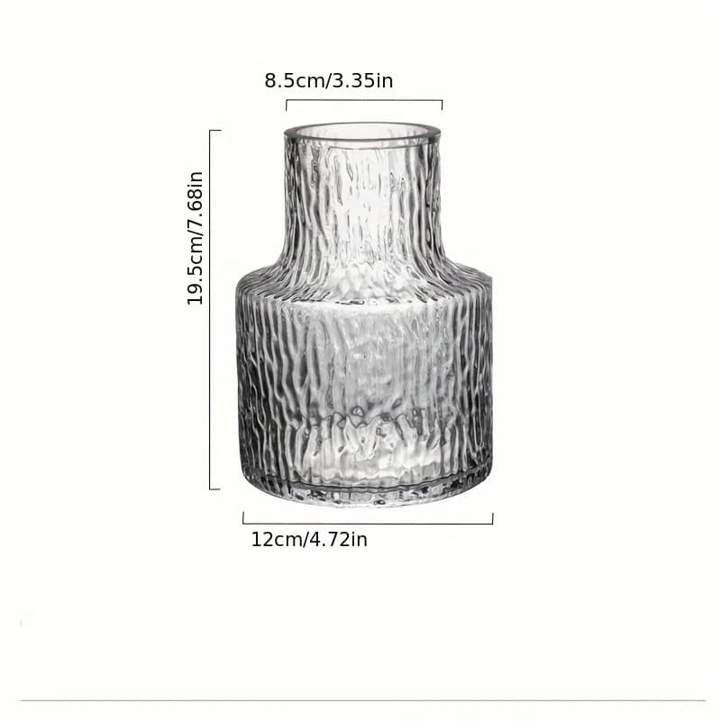 Vase en verre texturé glacier fait à la main, calibre 8 cm/3,15 pouces pour motif floral à large bou