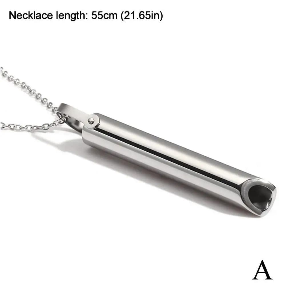Collier de respiration en acier inoxydable pour femmes et hommes, pendentif anti-anxiété, outil de m