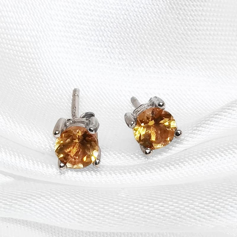 MeiBaPJ – boucles d'oreilles en Citrine brésilienne naturelle, bijoux à clous simples en argent véri