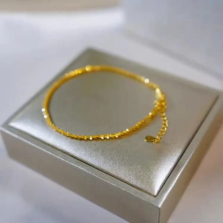 JOfor-Bracelet brillant en or pur 14 carats pour femme, bracelet de mariée, bracelet de mariage, bij