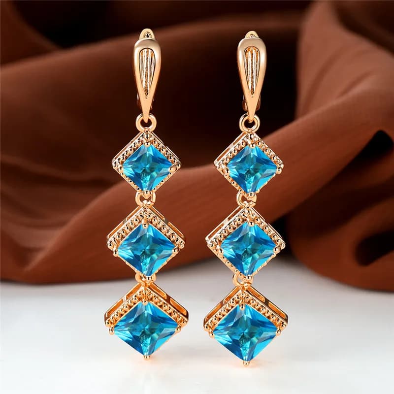 Boucles d'oreilles de fiançailles couleur or Rose, 12 couleurs, cerceau avec pierre de naissance, Zi