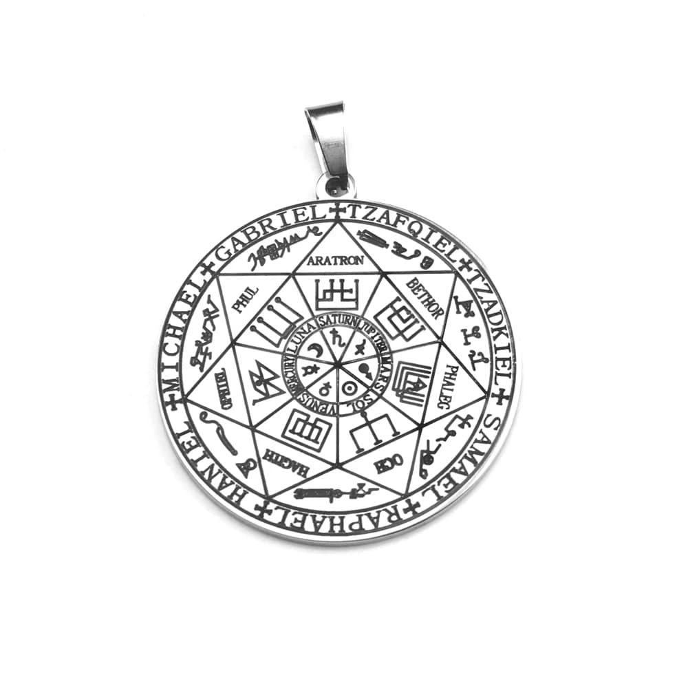 Pendentif des 7 archanges, sceau de Salomon, tétragramme, collier pour homme, sigil des anges, sceau