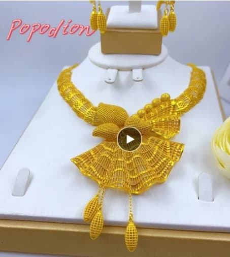 Collier plaqué or 24 carats pour femmes, bijoux de dubaï, boucles d'oreilles, bijoux de mariage, YY1