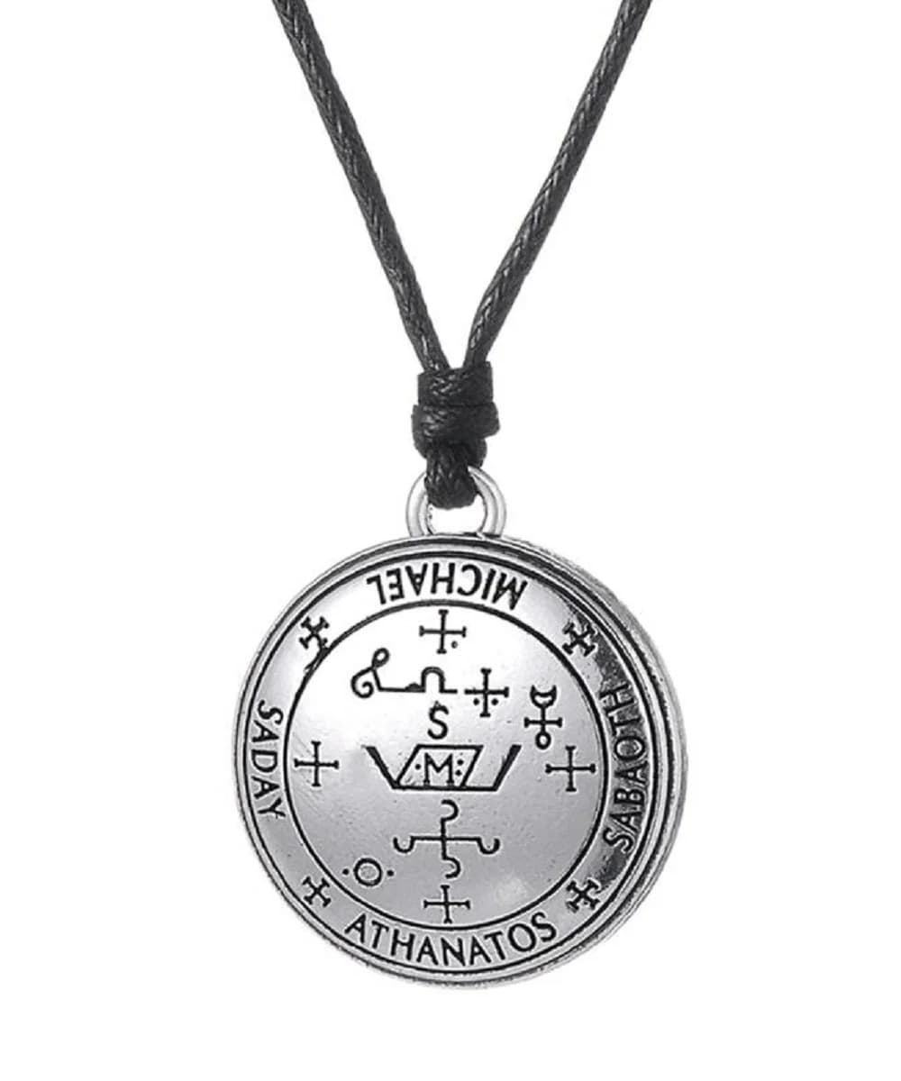 Teamer–collier homme collier rond Wicca pour hommes, pendentif de sceau, cordon de cire, chaîne à ma
