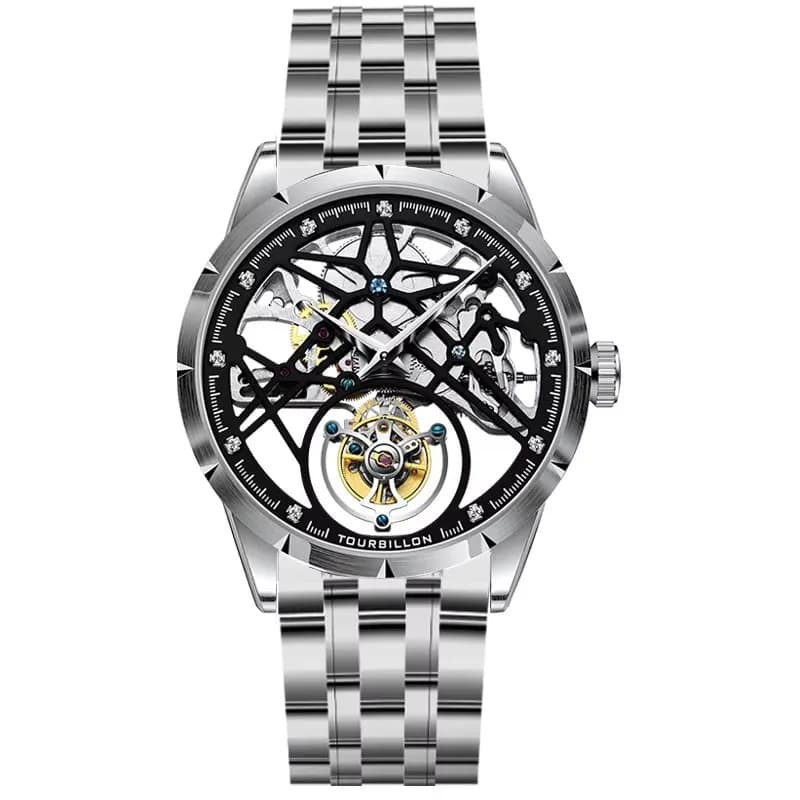 JINLERY mode véritable Tourbillon montre homme luxe squelette montres pour hommes montre-bracelet mâ