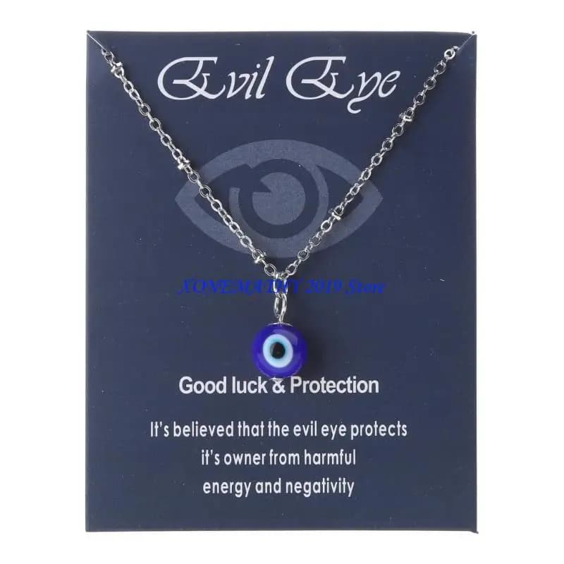 Collier F42F pour femmes hommes, bleu turc, chaîne dorée/argentée contre le mauvais œil, pour