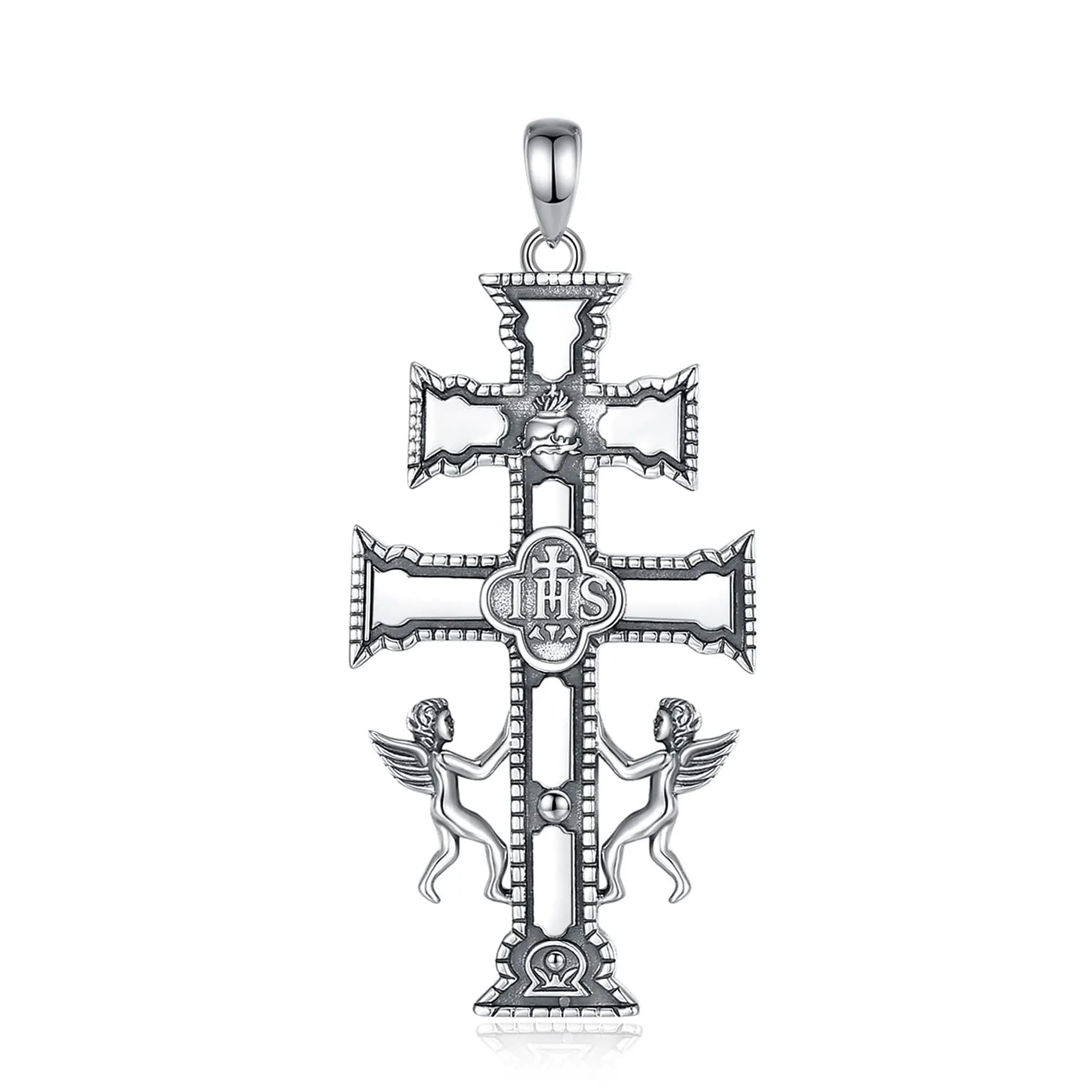 Eudora-Collier croix Caravaca en argent regardé 925 pour hommes et femmes, pendentif ange, amulette 
