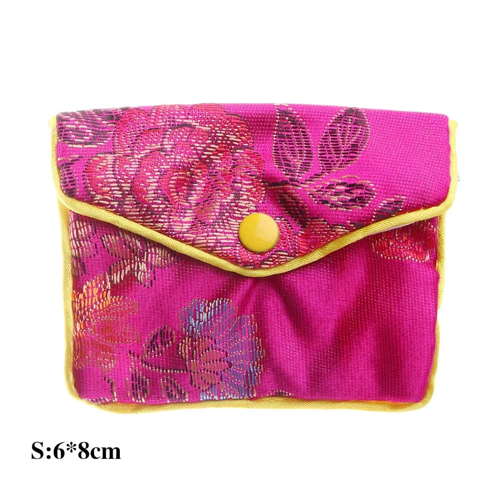 Sac à bijoux fait main avec fermeture éclair, motif floral, boucle chinoise, pour colliers, perles, 