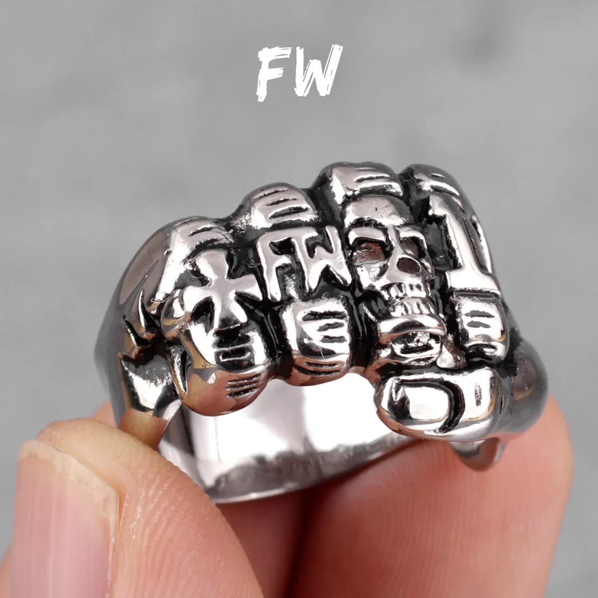 Bagues avec tête de mort pour hommes, bijoux en acier inoxydable, style Punk Hip Hop, tendance pour 