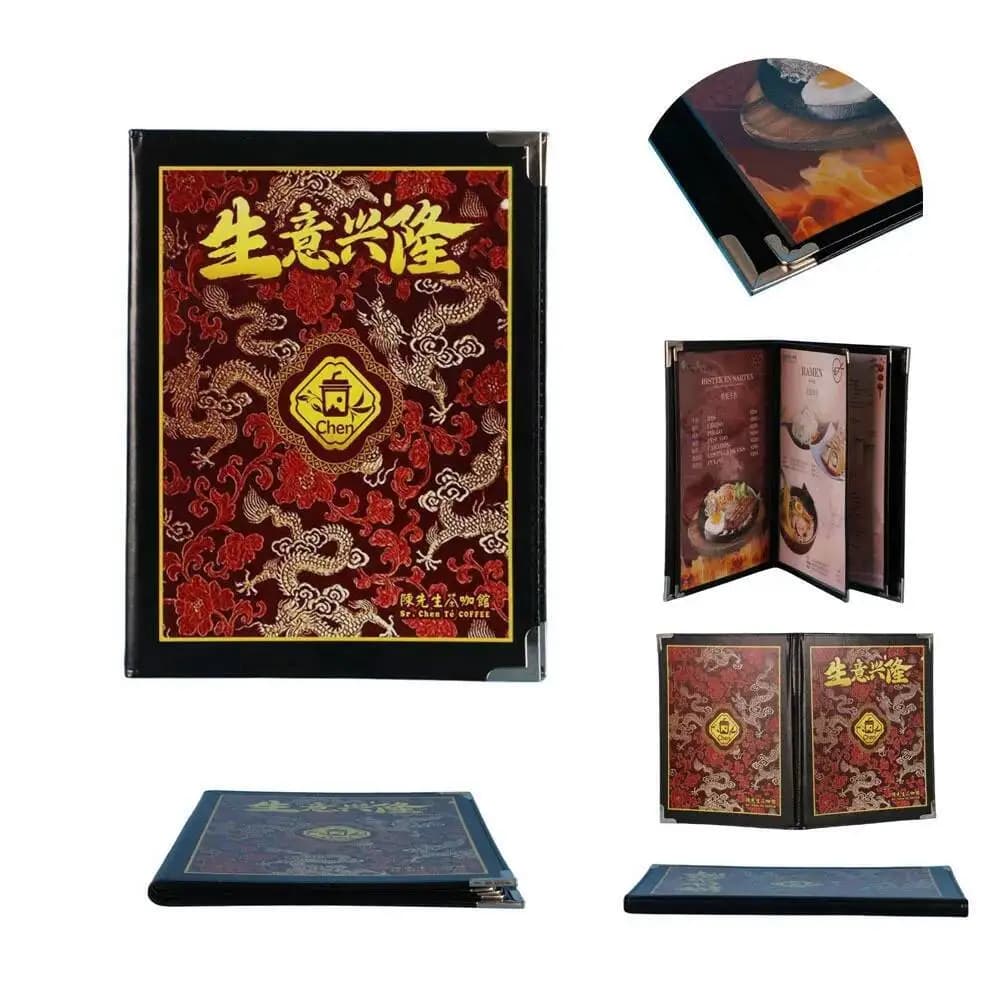 Insert en papier A4 en cuir PU, 8.5X11 pouces, garniture de bord, 6 Pages, 12 vues, couvertures de M