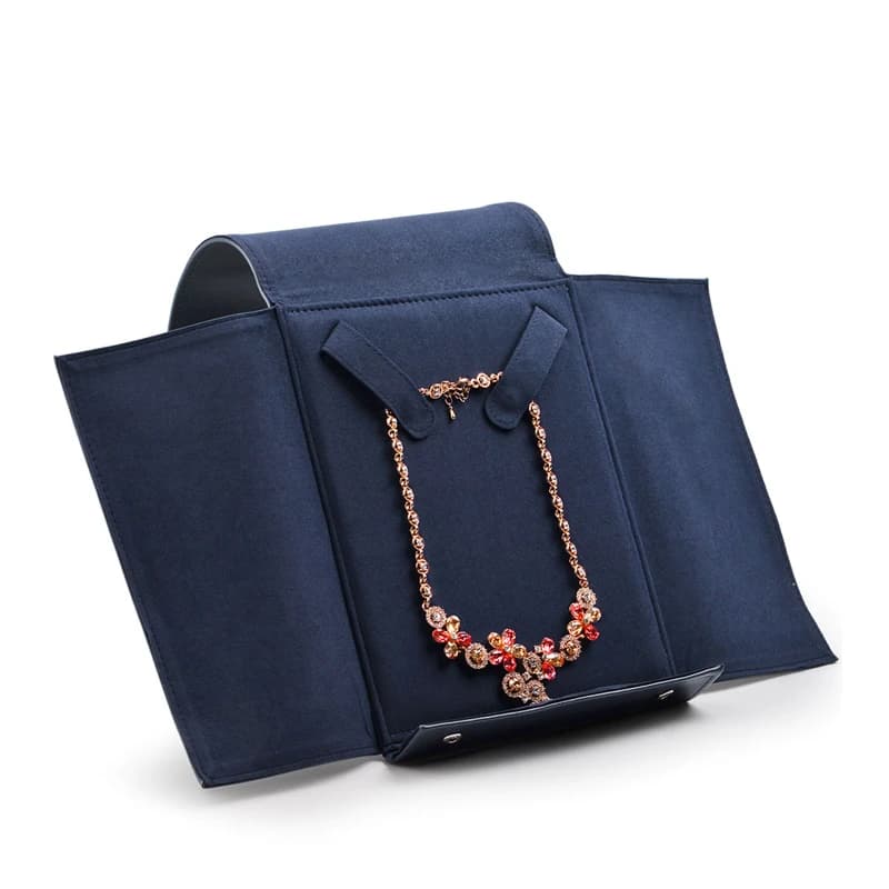 Oirlv organisateur pliable sac à bijoux bleu collier sacs pour bijoux en cuir PU collier PU cuir ble