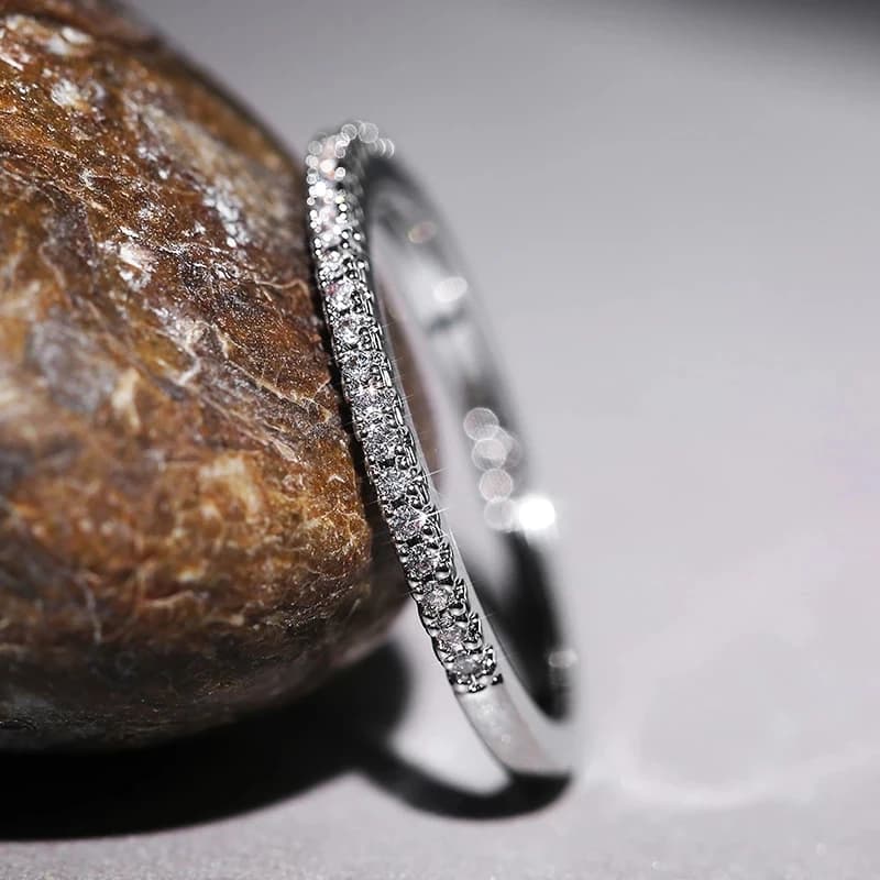 Bagues de fiançailles en cristal en argent regardé 925 pour femmes et filles, bijoux fantaisie, cade