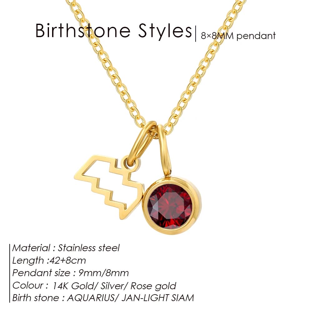 Collier double pendentif EManco avec pierre de naissance et constellation, 12 zircons, bijoux en aci