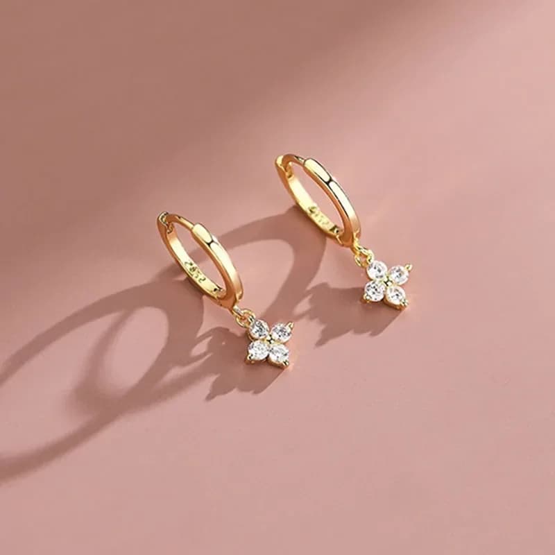 Boucles d'oreilles créoles trèfle en argent sterling 925, élégantes et tendance, pour mariage, fête,