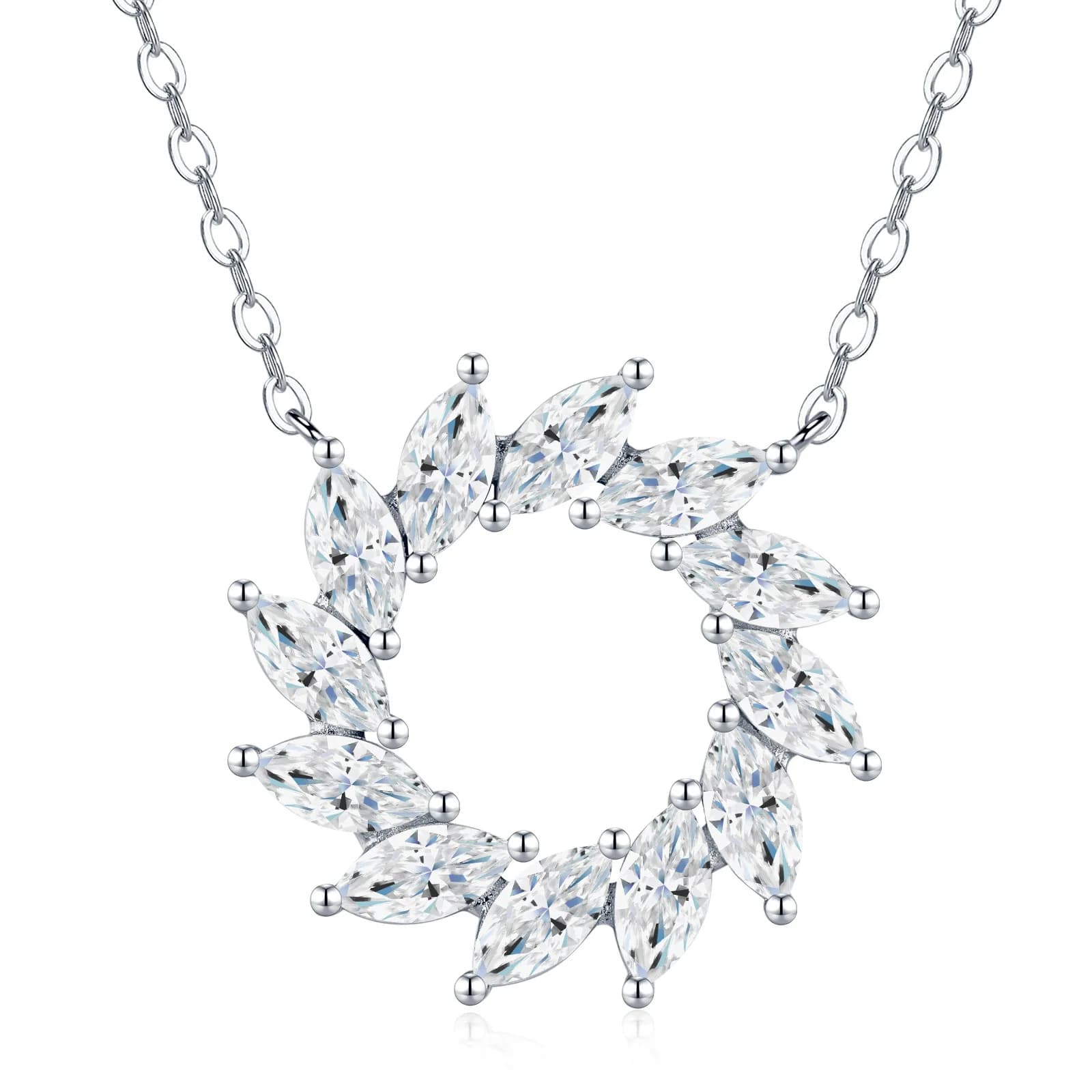 WUIHA – collier avec pendentif en argent Sterling 100% 925, coupe Marquise, véritable diamant Moissa