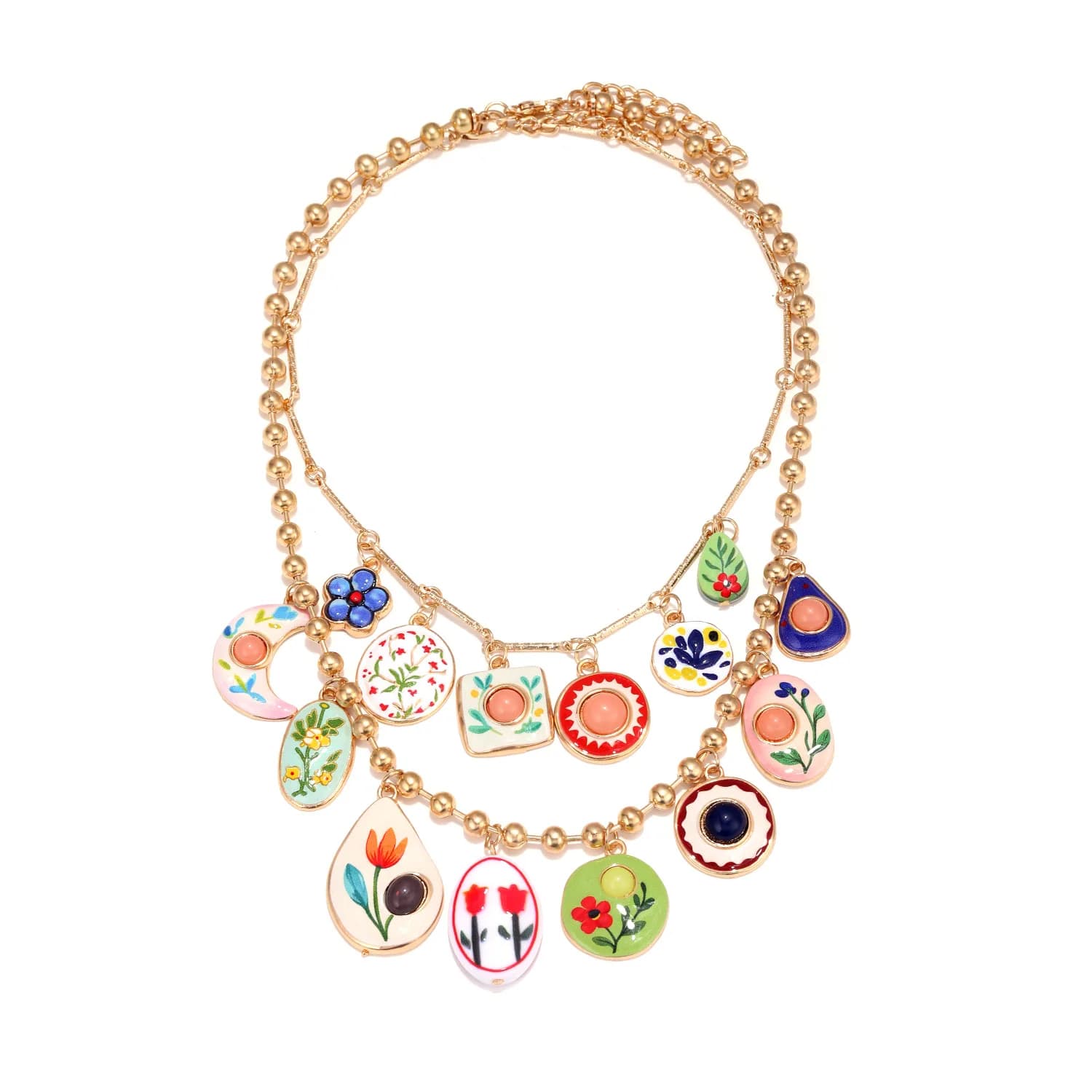 Collier ras du cou bohème en émail floral pour femme, pendentif multicolore peint à la main, bijou f