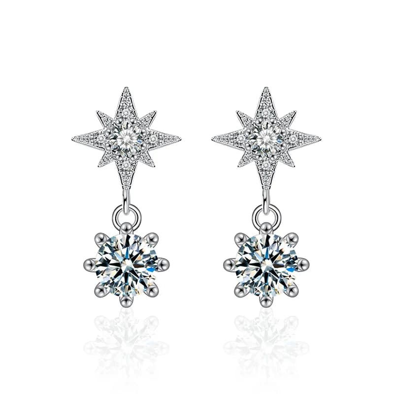 Boucles d'oreilles en argent S925 plaqué platine, 0.5CTx2 D, couleur Moissanite, étoile, cadeau de b