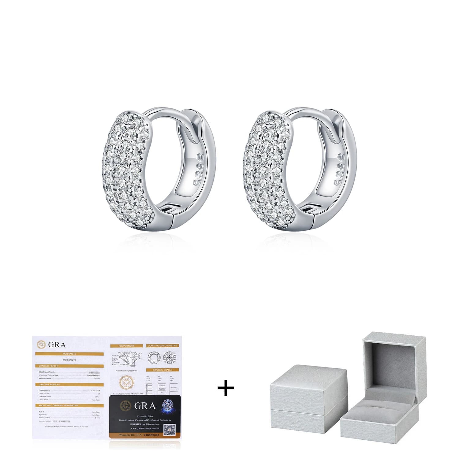 YANLOK 925 en argent Sterling de luxe éblouissant rond Moissanite boucles d'oreilles pour les femmes