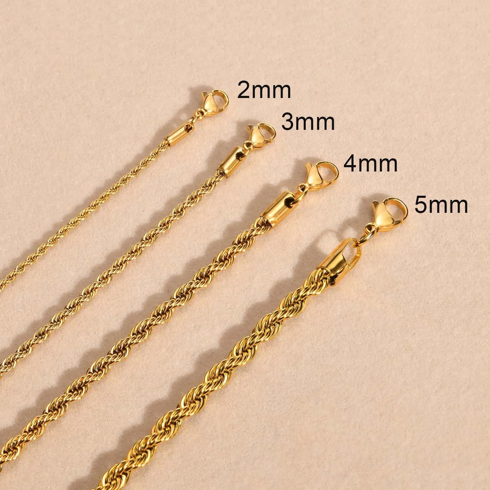Vnox – colliers délicats en corde de couleur or pour femmes et hommes, collier torsadé Chic, lien en