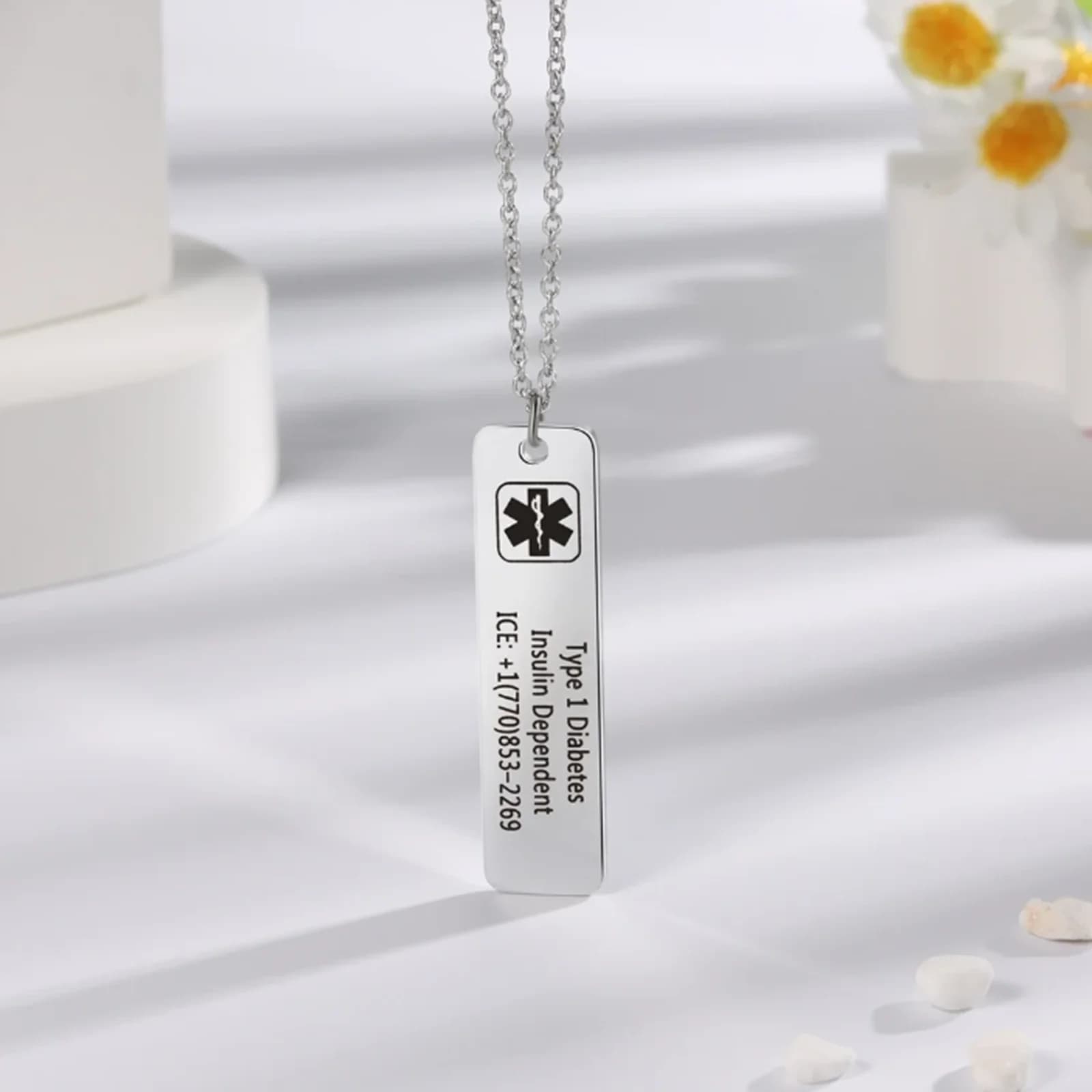 Collier d'alerte médicale personnalisé pour hommes et femmes, collier d'identification médicale grav