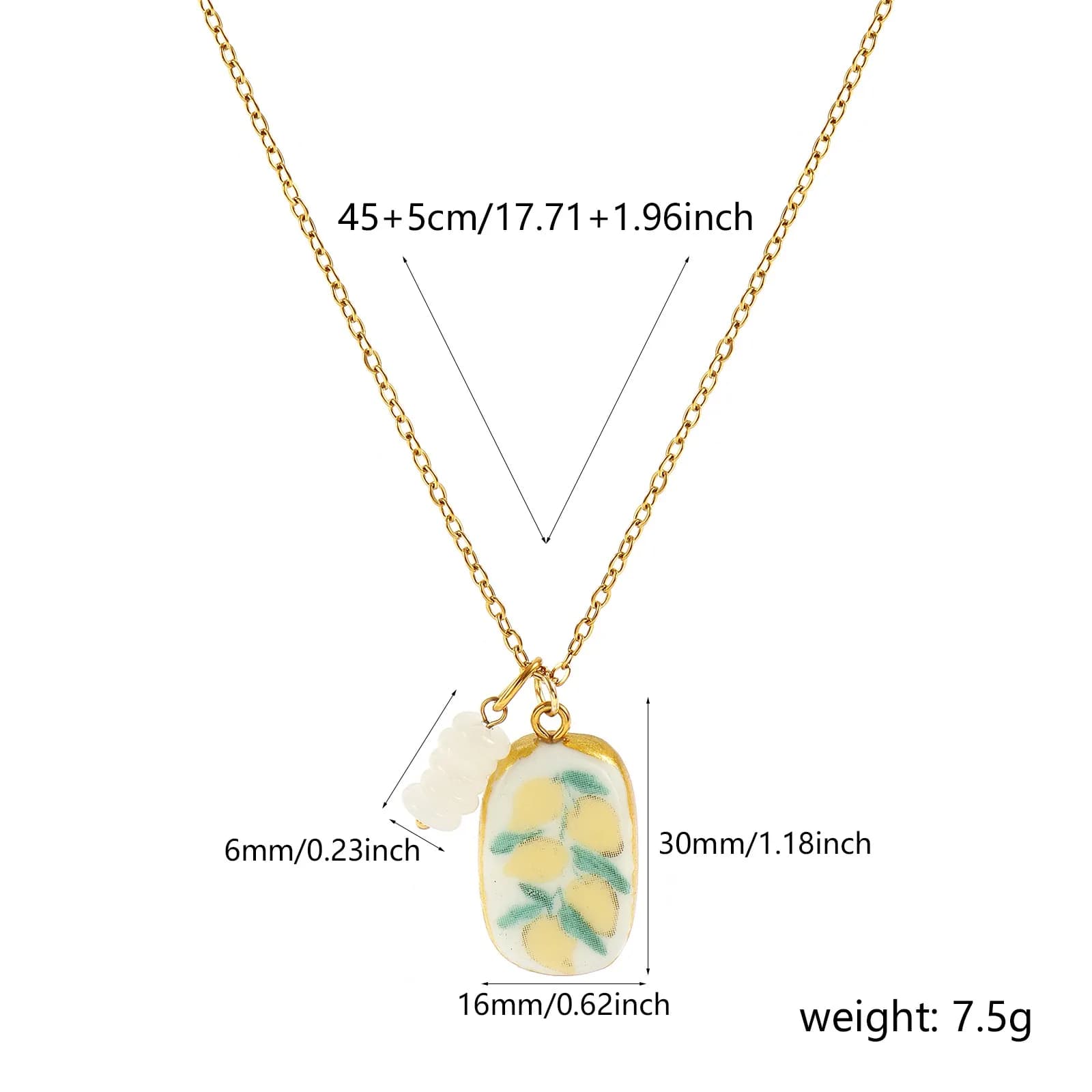 1 pièce Collier en acier inoxydable avec chaînes à maillons, pendentif chien et homard en céramique 