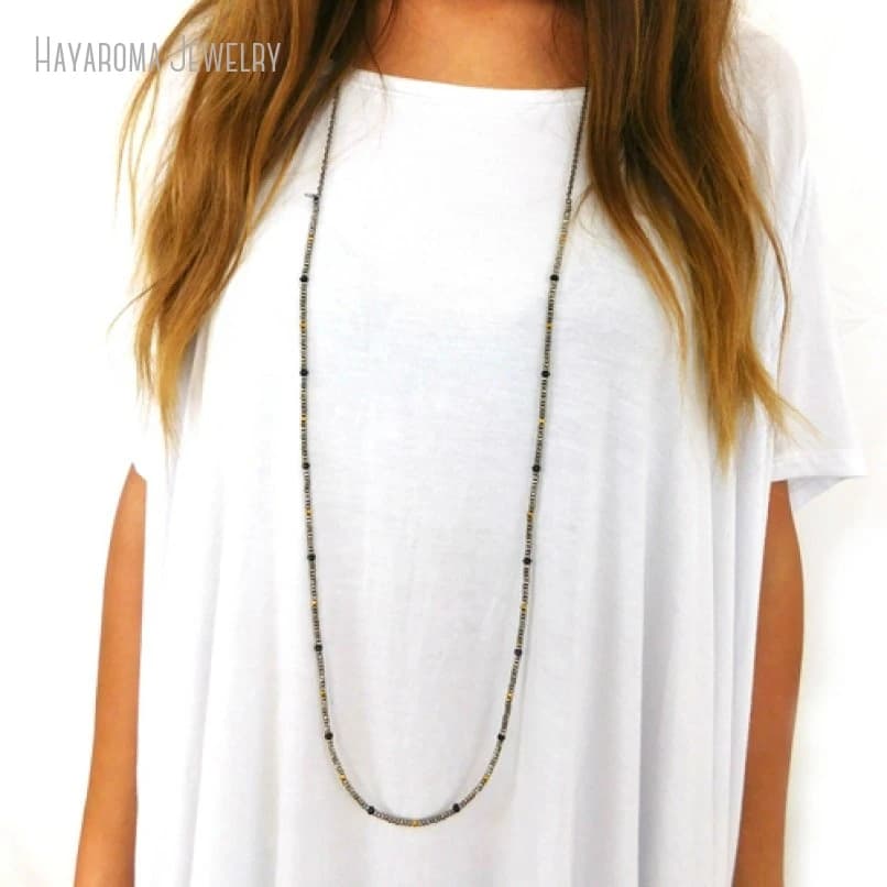 Collier en couches de perles de pierres précieuses de pyrite pour femmes, bijoux Boho minimalistes, 