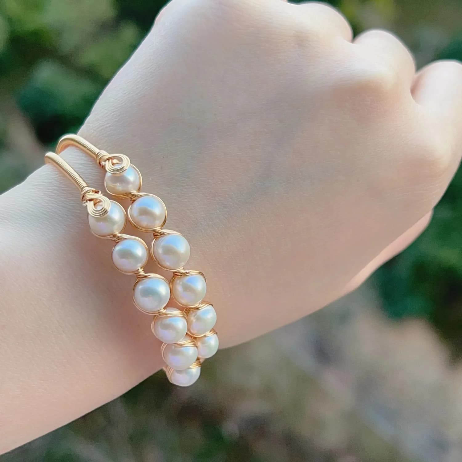 Bracelet Double couche en perles d'eau douce naturelles, rempli d'or 14K, vente en gros, bijoux bon 