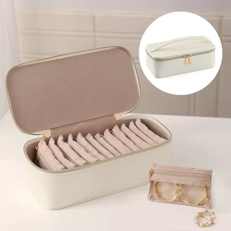 Organisateur de bijoux de voyage, étui de voyage à bijoux avec 1 sacs à bijoux en velours, boîte de 