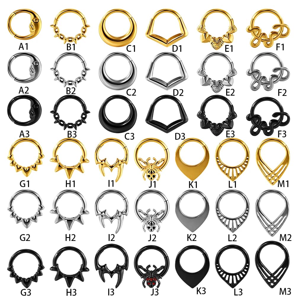 Bijoux de Septum en acier inoxydable, différents Styles, anneaux de Septum, boucles d'oreilles Daith