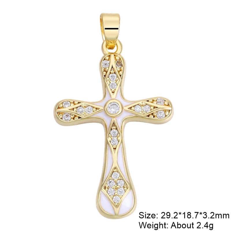 Juya-Bijoux religieux faits à la main en cuivre plaqué or véritable 18 carats, croix catholique, cro