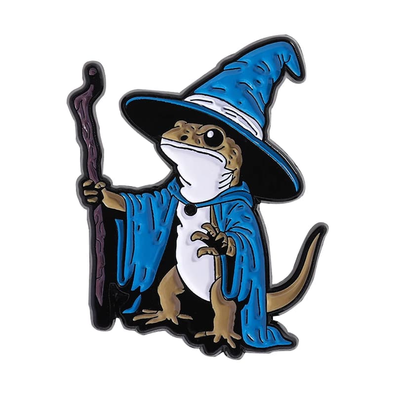 Broches en émail de magicien lézard, Punk gothique, animaux bleus, broches en métal, décoration de s