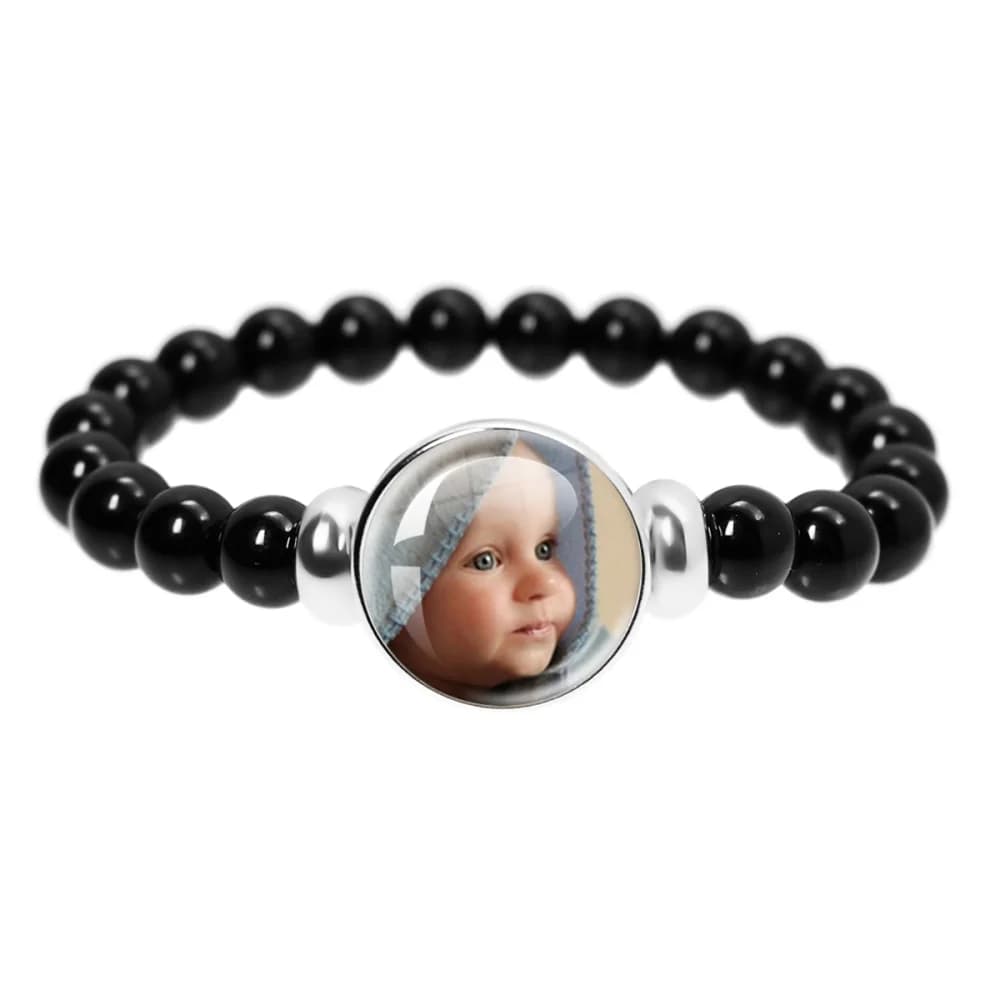 Bracelet de perles personnalisé, image personnalisée, Cabochon en verre, bijoux à breloques, accesso