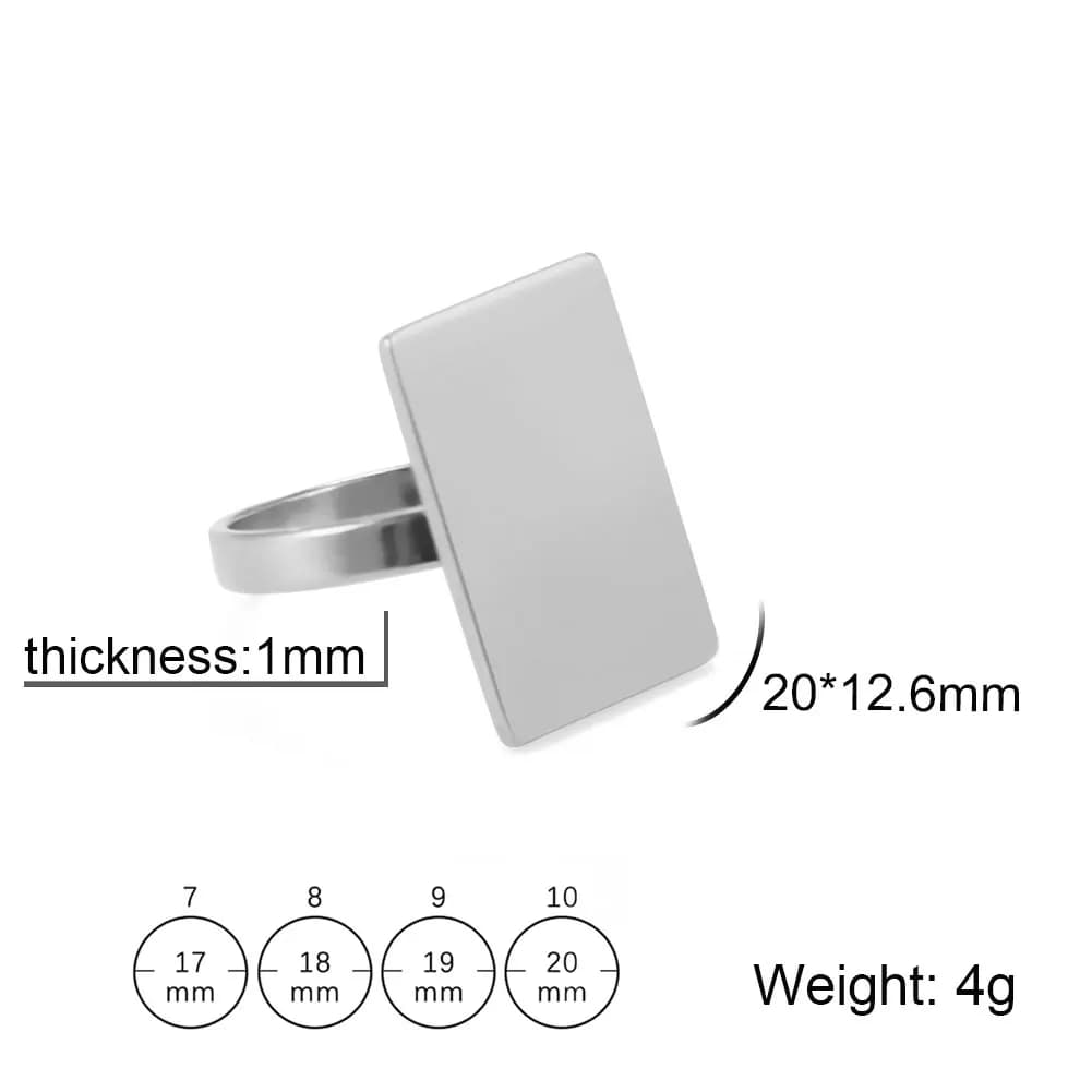 Amaxer – bague rectangulaire en acier inoxydable pour femmes et hommes, bijoux brillants, Design géo