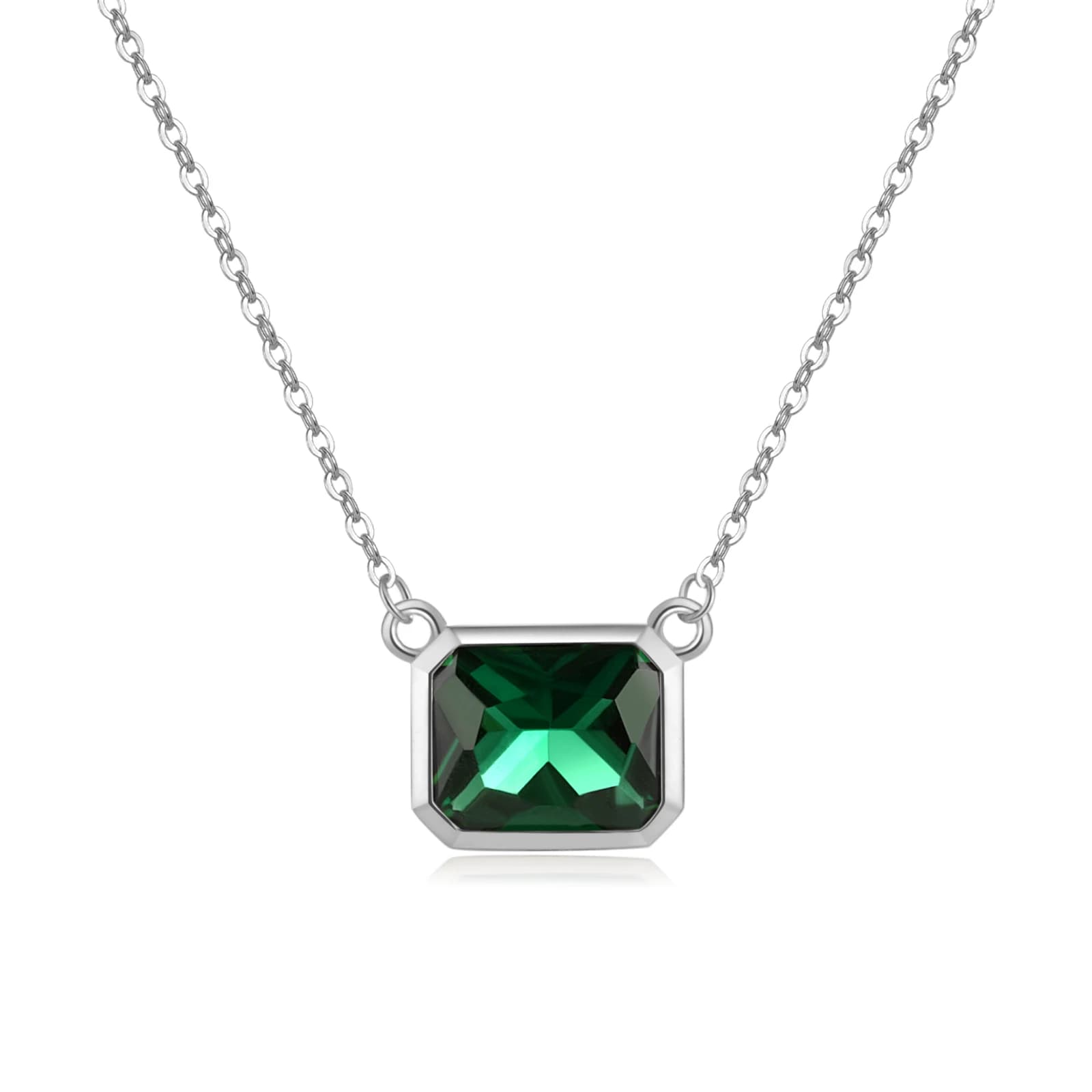 ANDYWEN-Collier Long en Argent Sterling 925 et Or Émeraude, Pendentif Carré en Clip CZ, Joaillerie F
