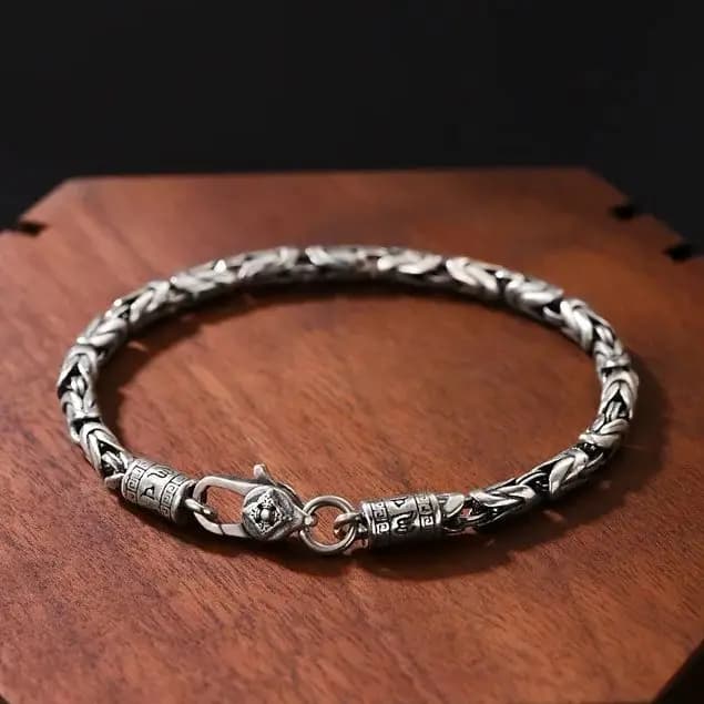 Bracelets en argent massif S925 pour hommes et femmes, tissés à la main, Style rétro dominateur, qui