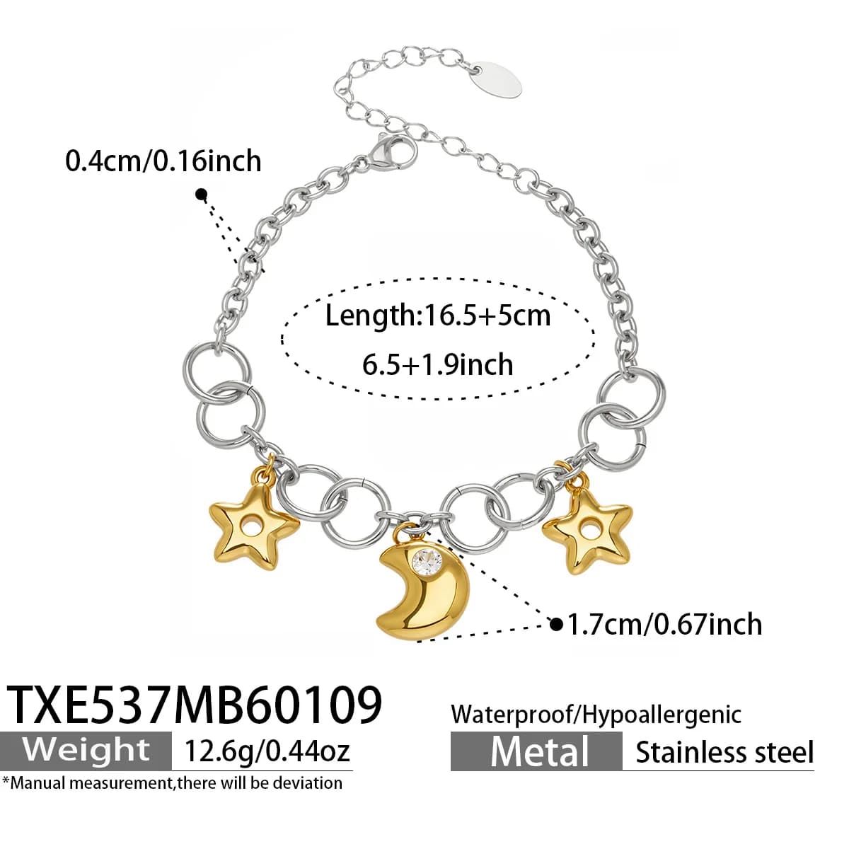 Colliers et bracelets pendentifs Liora Moon Star pour femmes, chaîne en acier inoxydable de haute qu
