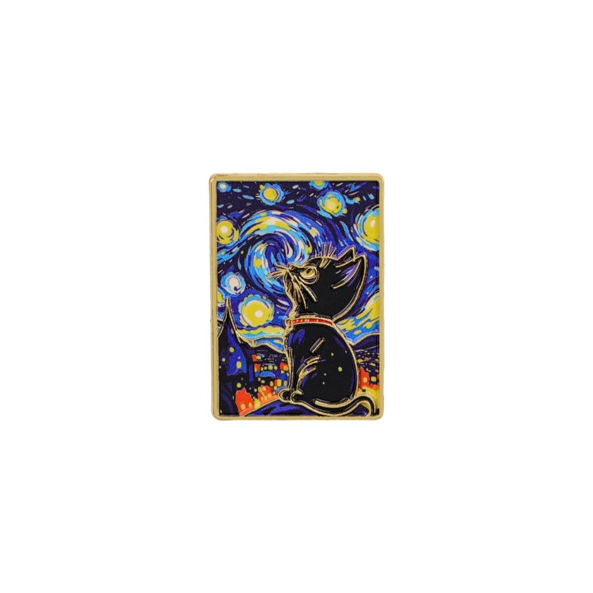 Broche en émail Van Gogh & Chat, motif peinture à l'huile classique, badge en métal, bijou esthétiqu