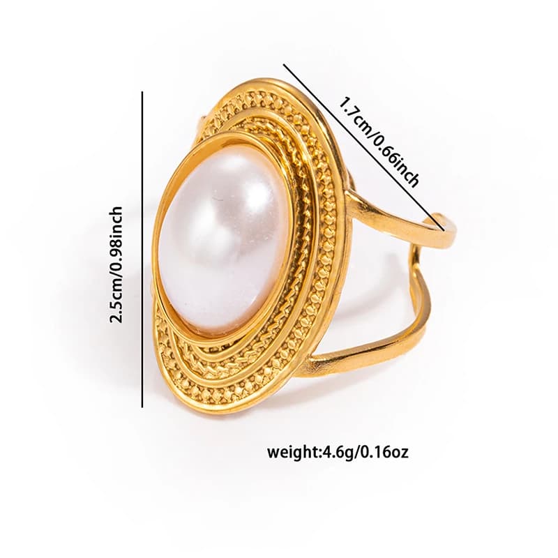 ANENJERY-Bague elliptique en acier inoxydable pour femme, bijoux vintage, perles, vente en gros, cad