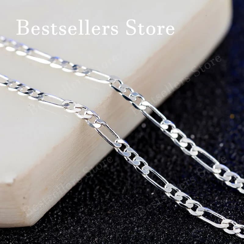 Collier chaîne Figaro en argent sterling 925, or 18 carats, 16-30 pouces, 4 mm, à la mode, charmant,