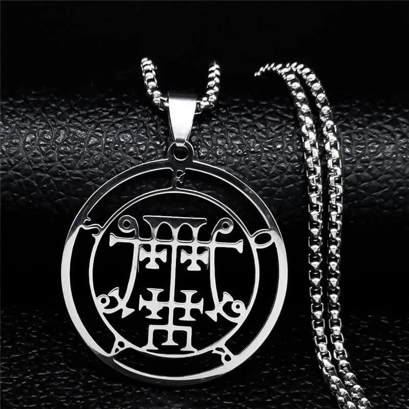Collier en acier inoxydable Astaroth Sigil Goetia pour femme, sceau de démon de camouflage, collier 